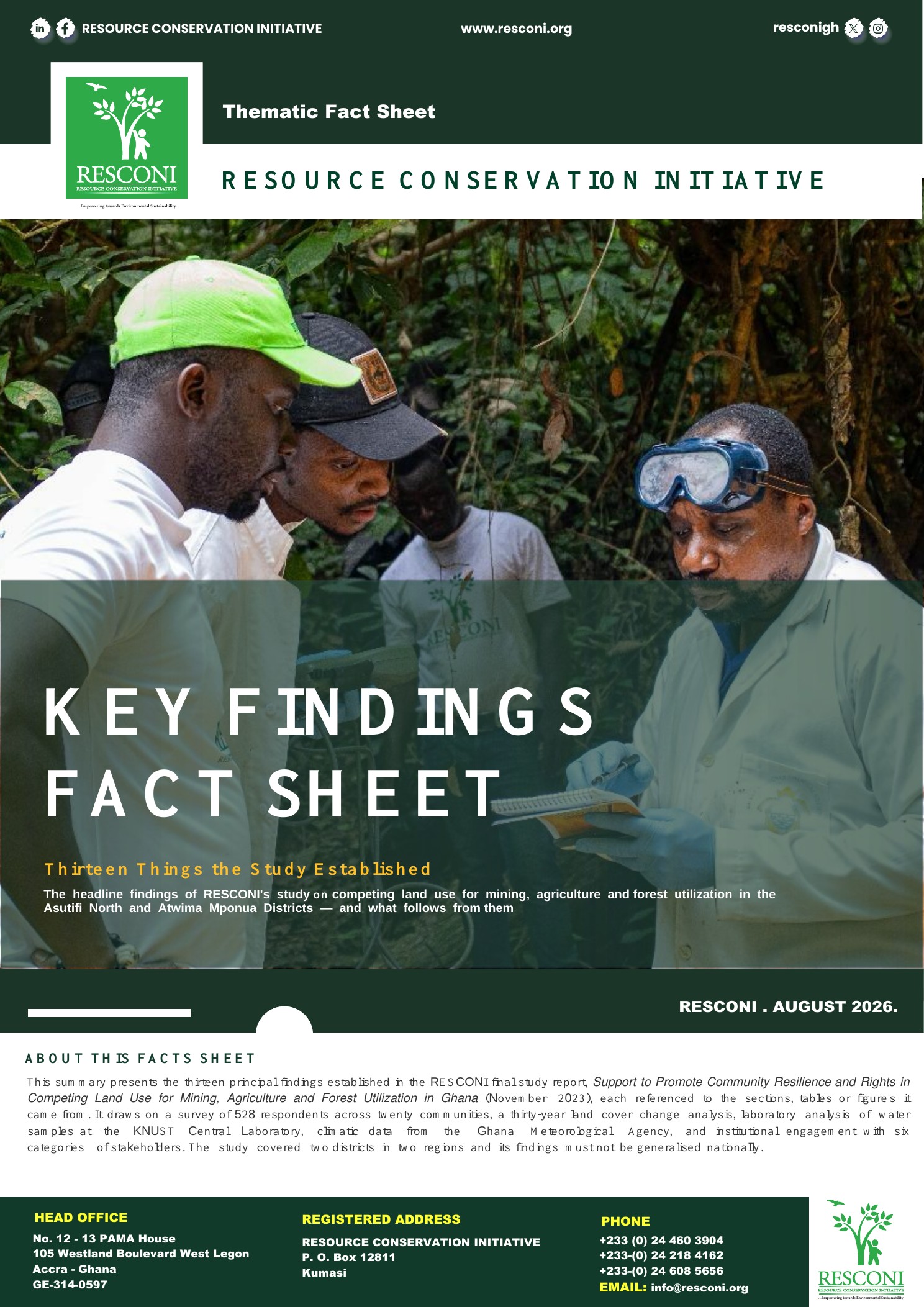 Cover of the RESCONI Key Findings Summary