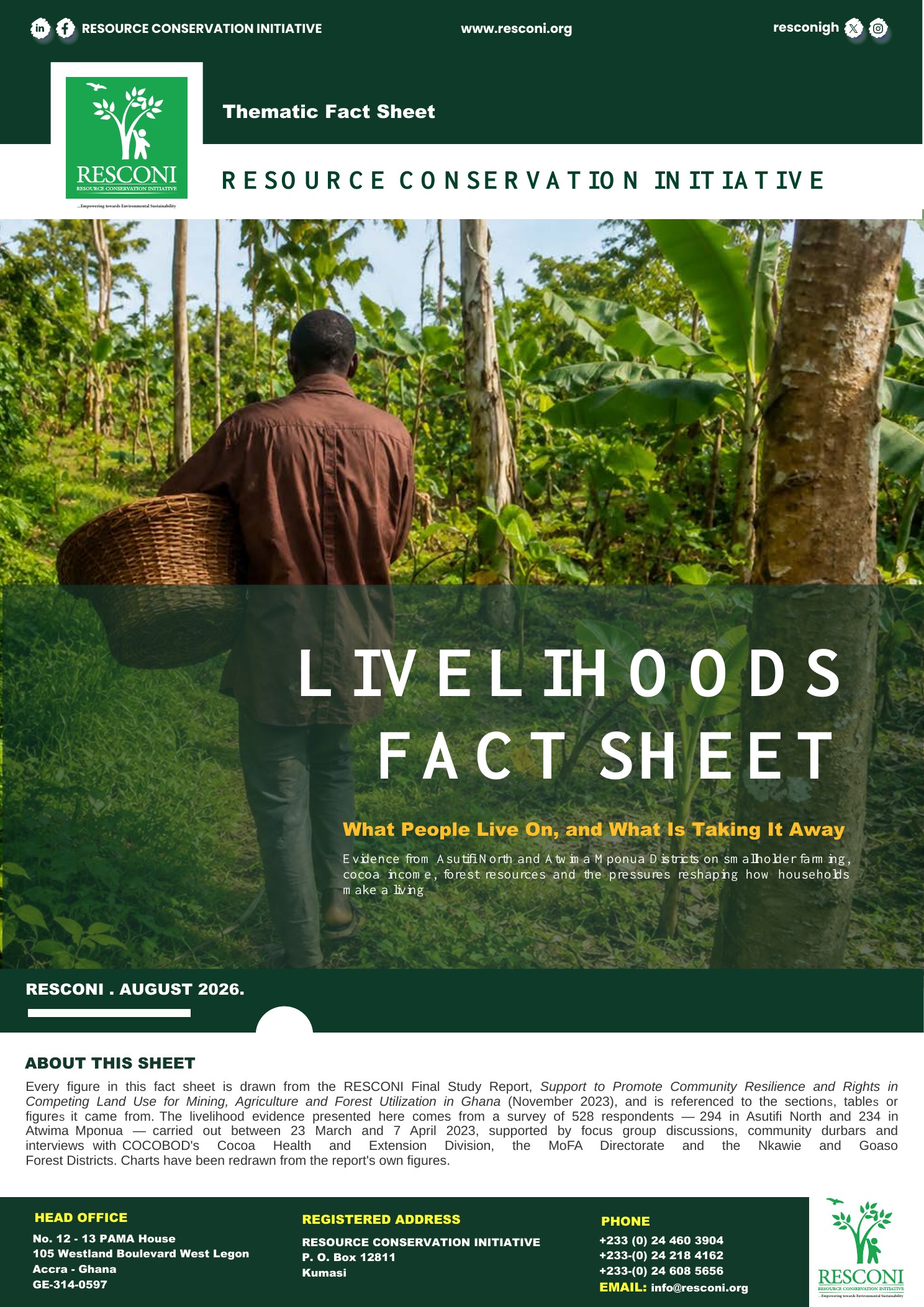 Cover of the RESCONI Livelihoods Fact Sheet
