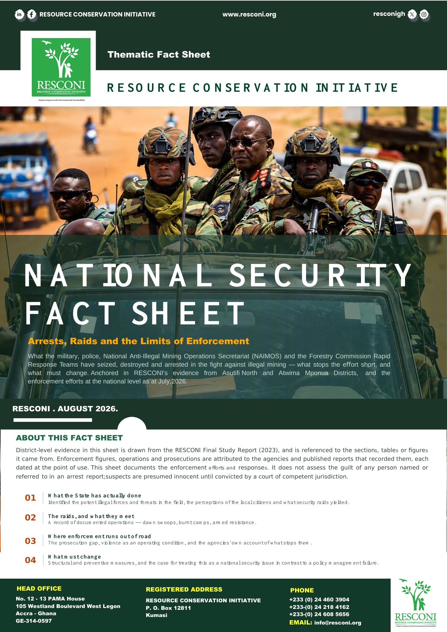 Cover of the RESCONI National Security Fact Sheet