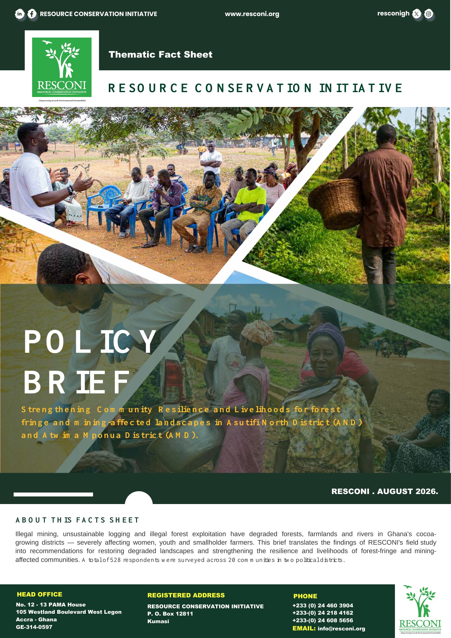 Cover of the RESCONI Policy Brief on Community Resilience and Livelihoods